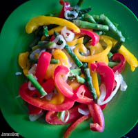 Bell peppers, asparagus, and onion sautee